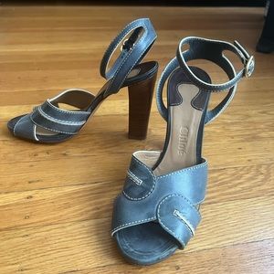 Chloe Slate Colored Heels with Ankle Strap
